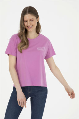 Женская фиолетовая футболка с круглым вырезом Неожиданная скидка в корзине
