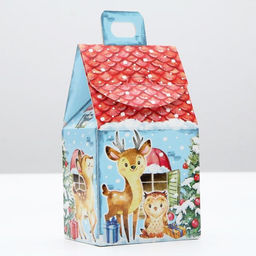Цена за 5 шт. Подарочная новогодняя коробка «Акварельная серия. Домик малый», для сладких подарков, 9.1×7×15.7 см