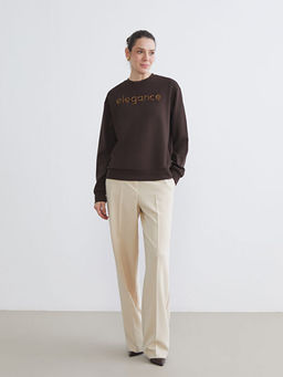 Bisiklet Yaka Ta?l? Kad?n Sweatshirt