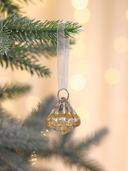 Цена за 2 шт. Ёлочные игрушки 2 шт. Зимнее волшебство. Льдинка капельки блеск, 33 см, прозрачно-золотой  фото 6