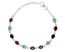 Браслет из серебра изумруд берилл, рубин корунд, сапфир корунд, Лучинте