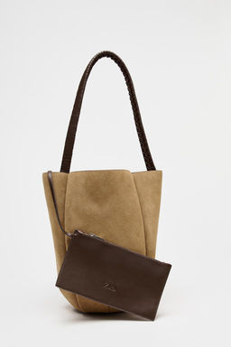 BRAIDED SPLIT SUEDE FLOWER BUCKET BAG - Zara фото 5