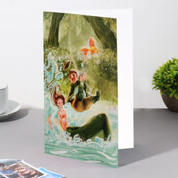 Цена за 5 шт. Отрытка Лови удачу за хвост! русалка, рыбак, 15 x 10,5 см - Simaland фото 3