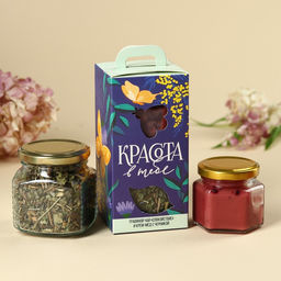 Набор Красота в тебе: чай травяной 25 г., крем-мёд с черникой 120 г.
