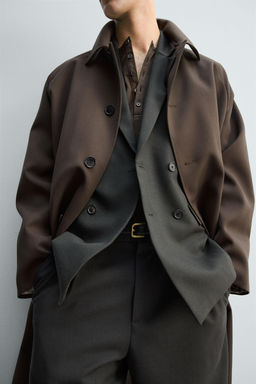 LIMITED EDITION LONG WOOL TRENCH COAT - Zara фото 8