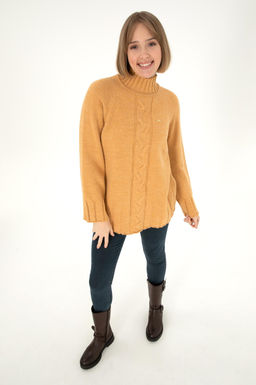 Женская водолазка светло-коричневого цвета меланжевого цвета Неожиданная скидка в корзине - U.s. polo assn фото 4