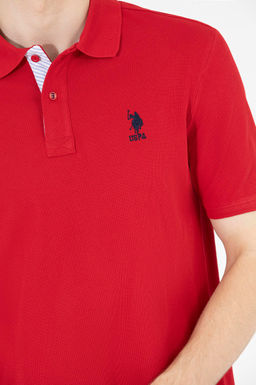 Мужская классическая красная футболка с воротником поло Basic - U.s. polo assn фото 8