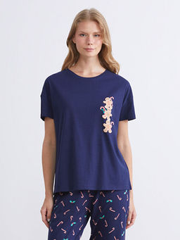 Bisiklet Yaka Nak??l? Kad?n Pijama ?st?