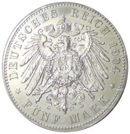 5 марок 1904 года Германия (Гессен) 400 лет со дня рождения Филиппа I Великодушного