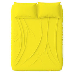 "Желтый" Простыня на резинке "Евро Макси" 180х200см, свесы 27см, поплин 115г/м2, хлопок 100%, "Домашняя мода" (Россия)