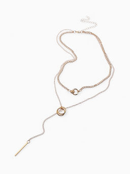 Кулон на цепочке «Двойное кольцо», многоярусный, цвет золото