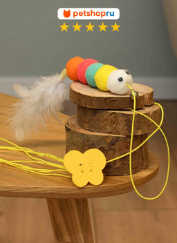 Игрушка для кошек, подвесная гусеница на резинке с липучкой PS295