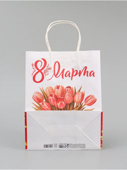 Цена за 2 шт. Пакет подарочный крафт С 8 Марта!, 21?11?27 см