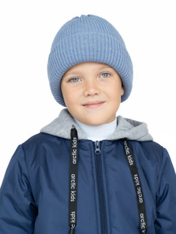 Шапка вязаная голубая