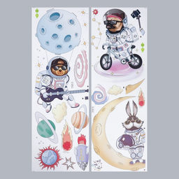 Наклейка интерьерная цветная «Звери в скафандрах», набор 2 листа, 30×85 см