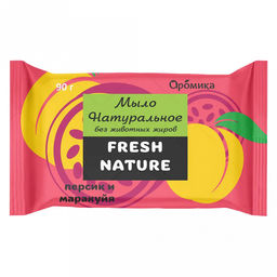 Мыло туалетное твердое "Fresh nature " 90г, 5х2х9см, персик и маракуйя (Казахстан)