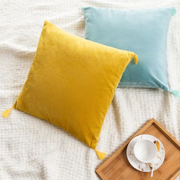 Наволочка декоративная с кисточками Этель цвет жёлтый, 45х45 см, полиэстер, велюр  фото 6