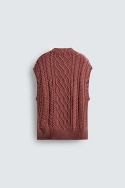 CABLE-KNIT TEXTURED VEST - Zara фото 8