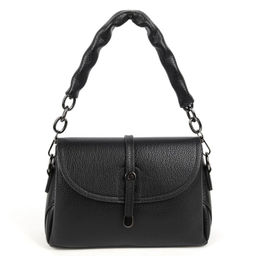 Женская сумка через плечо из эко кожи с тремя отделениями под клапаном 9802 Блек - Cidirro фото 2