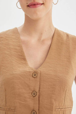 Блейзер из модала стандартного кроя с V-образным вырезом - Defacto фото 5