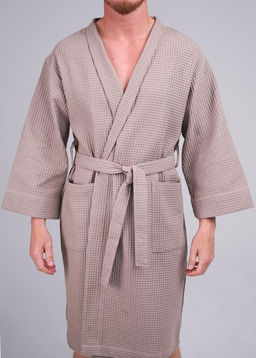 Халат вафельный (ЧЗ) т.бежевый MX440720 - Clever wear фото 3