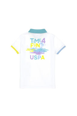 Футболка-поло U.S. Polo Assn для мальчика белая из хлопка  фото 3