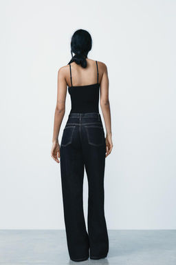 HIGH-WAIST TRF WIDE-LEG JEANS WITH CROSSOVER WAISTBAND - Zara фото 26