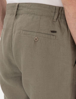 Haki Carrot Fit %100 Keten Kanvas Pantolon