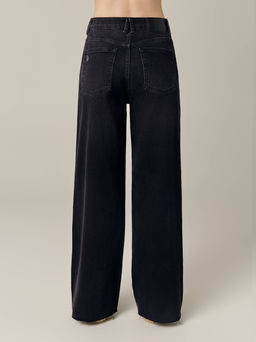 CONTE CON-718 Джинсы wide leg с эффектом потертости и необработанным краем washed black - Conte elegant фото 3