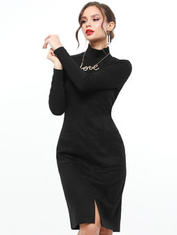 Платье черное трикотажное с длинным рукавом - Dstrend фото 10