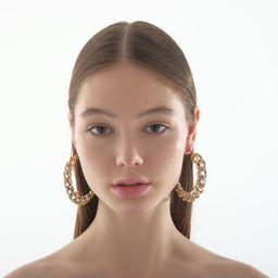 Серьги-кольца Цепь, цвет серебряно-золотой, d=7 см - Queen fair фото 2