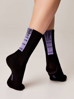 Цена за 2 пары. Носки Теплые CONTE Удлиненные хлопковые носки ACTIVE черный-сиреневый