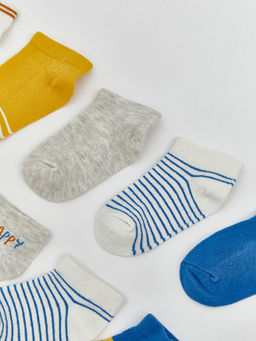 Bask?l? Erkek Bebek Patik ?orap 10lu