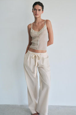 STRIPED POPLIN TROUSERS