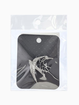 Брошь "Ласточки", цвет белый в серебре