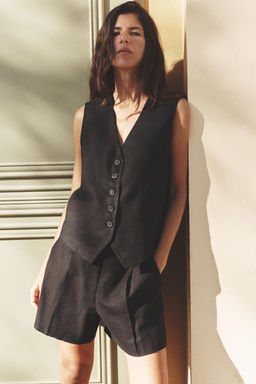 LINEN BLEND TAILORED WAISTCOAT