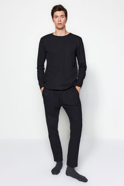 TRENDYOL MAN Siyah Regular Fit Waffle Orme Pijama Tak?m? TMNAW24PT00004
