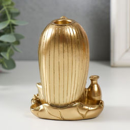 Подставка для благовоний, конусов «Маленький Будда», полистоун, золото, 6.1×7.5×10 см