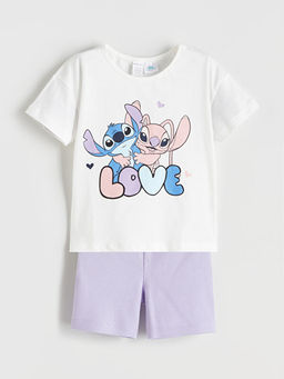 Lilo & Stitch Bask?l? K?z Bebek ?ortlu Pijama Tak?m
