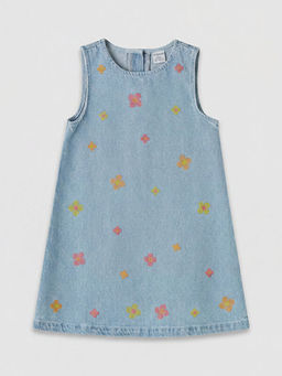 ?i?ek Nak??l? K?z ?ocuk Jean Elbise