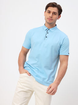 Джемпер мужской с воротником поло короткий рукав GREG G144-PO124-SA201 (голубой)