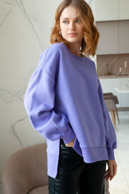 Свитшот с пышными рукавами и разрезами из футера трехнитки - Vilatte фото 3