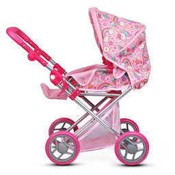 Коляска для кукол, металлическая, складная, с сумкой-переноской, корзиной и складным козырьком