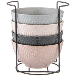 НАБОР САЛАТНИКОВ ИЗ 4 ШТ. НА МЕТАЛ-ОЙ ПОДСТАВКЕ КОЛЛЕКЦИЯ PASTEL 15*7,5 СМ, 700МЛ