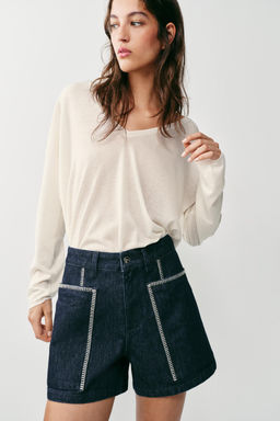 SHORTS Z1975 BORDADOS / Azul - Zara фото 3