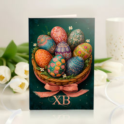 Открытка 4 шоколадки "ХВ (яйца, зелёная)"