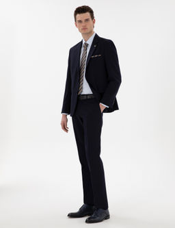 Lacivert Slim Fit Y_n Tak_m Elbise