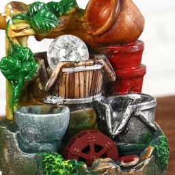 Фонтан настольный «Кувшин и листья», 11×14×20 см, с подсветкой