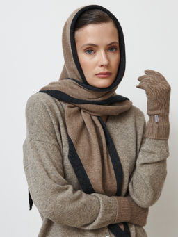 Шарф из кашемира 09092 капучино/антрацит