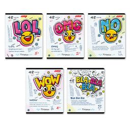 Светоч 48ТЕТк-003 Тетрадь ученическая общая, выборочный лак, A5 48 л. на скобе 65 г/кв.м , белизна 100 % 10 шт. клетка 000745 Эмодзи